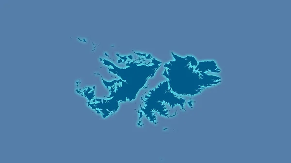 立体投影図のソリッドマップ上のフォークランド諸島エリア 光輝く輪郭を持つラスター層の生の組成 — ストック写真