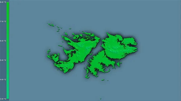 Temperatura Média Anual Dentro Área Das Ilhas Malvinas Projeção Estereográfica — Fotografia de Stock