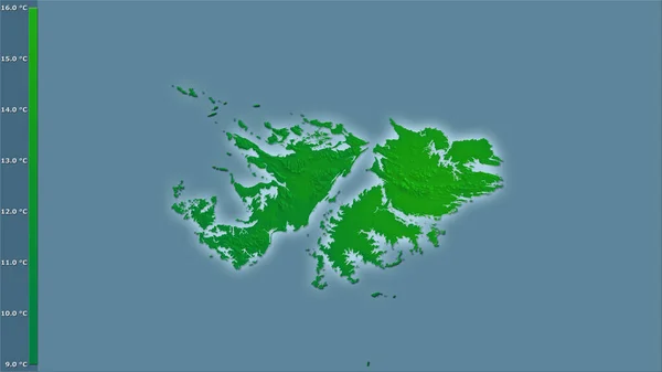 Variação Média Anual Temperatura Dentro Área Das Ilhas Malvinas Projeção — Fotografia de Stock