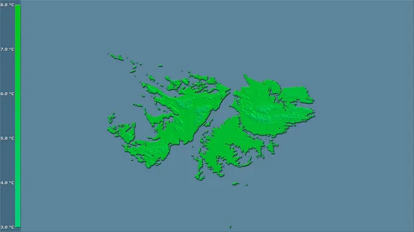 Ετήσια Μέση Θερμοκρασία Στην Περιοχή Των Νήσων Φώκλαντ Στην Στερεογραφική — Φωτογραφία Αρχείου