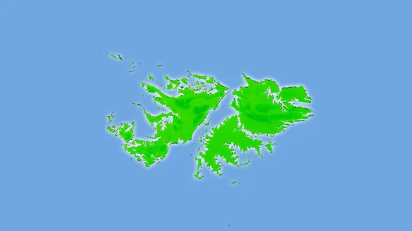 福克兰群岛地区在年温图上的立体投影 具有发光轮廓的栅格层的原始成分 — 图库照片