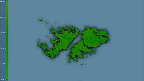 Temperatura Média Quarto Mais Quente Dentro Área Das Ilhas Malvinas — Fotografia de Stock