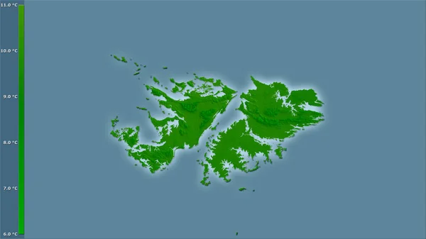 Temperatura Média Quarto Mais Quente Dentro Área Das Ilhas Malvinas — Fotografia de Stock