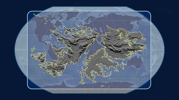 Vista Ampliada Del Contorno Las Islas Malvinas Con Líneas Perspectiva — Foto de Stock