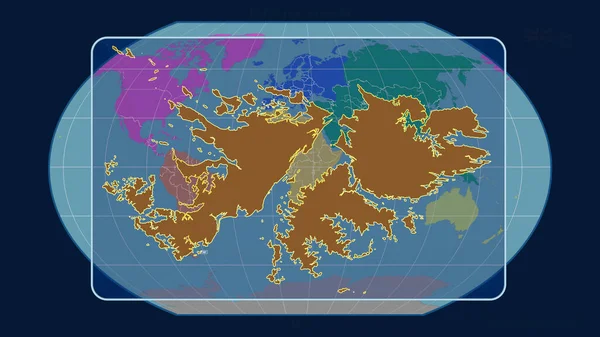 Vista Ampliada Del Contorno Las Islas Malvinas Con Líneas Perspectiva — Foto de Stock