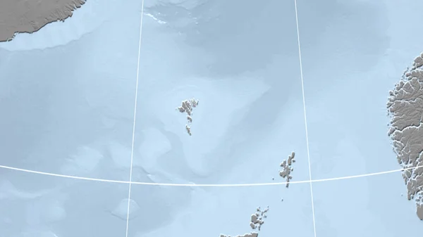 法罗群岛 邻里关系 遥远的远景与国家的轮廓 灰度高程图 — 图库照片