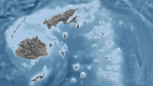 Fidži Detailní Pohled Zemi Žádný Obrys Mapa Elevace Stupních Šedi — Stock fotografie