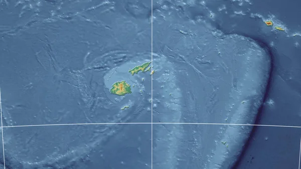 Fidži Sousedství Vzdálená Perspektiva Bez Obrysu Mapa Topografického Reliéfu — Stock fotografie