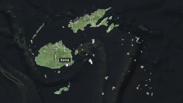 Zone Surlignée Fidji Avec Point Capital Étiquette Sur Carte Désaturée — Photo