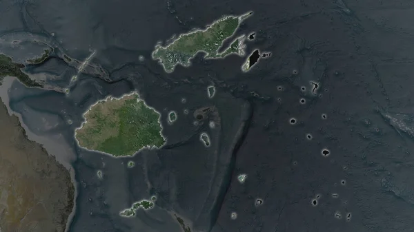 Fiji Område Förstoras Och Lyste Mörk Bakgrund Sin Omgivning Satellitbilder — Stockfoto