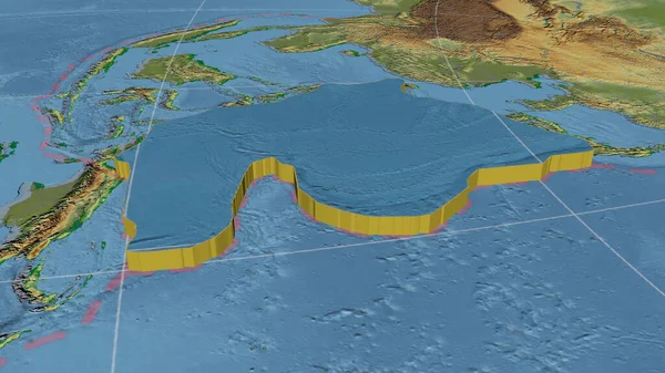 Fillipino Tectonic Plate Enlarged Extruded Rotated East Side Global Color — Stock Photo, Image