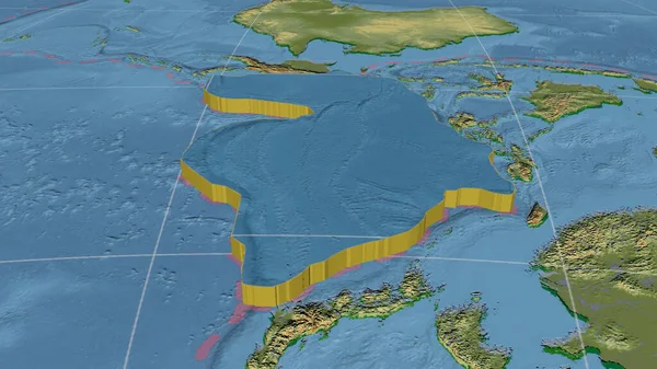 Fillipino Tectonic Plate Enlarged Extruded Rotated North Side Global Color — Stock Photo, Image