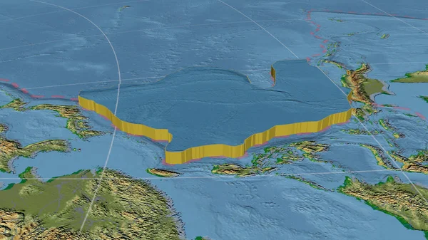 Fillipino Tectonic Plate Enlarged Extruded Rotated West Side Global Color — Stock Photo, Image