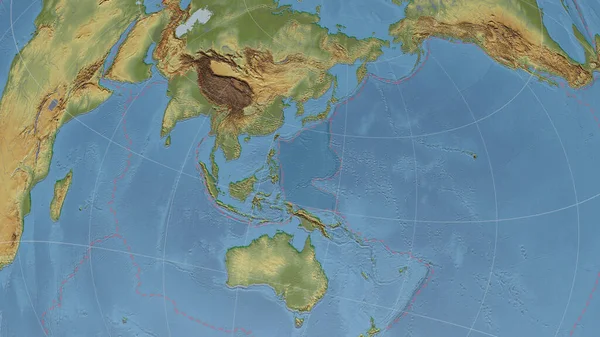 Fillipino Tektoniska Plattan Översikt Den Globala Färgen Fysisk Karta Azimuthal — Stockfoto