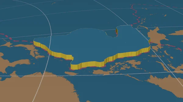 Fillipino Tectonic Plate Enlarged Extruded Rotated West Side Global Shapes — Stock Photo, Image