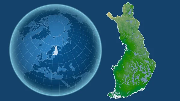 Finlande Globe Avec Forme Pays Contre Carte Zoomée Avec Son — Photo