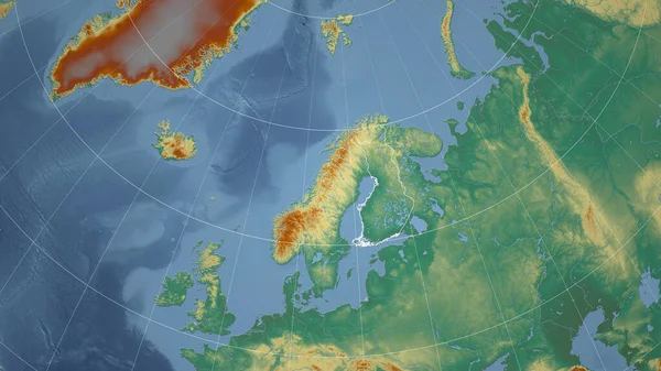 Finnland Nachbarschaft Ferne Perspektive Mit Umriss Des Landes Topografische Reliefkarte — Stockfoto