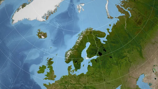 Finland Buurt Verre Perspectief Met Contouren Van Het Land Satellietbeelden — Stockfoto