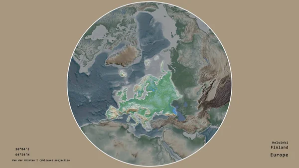 Área Finlandia Centró Círculo Que Rodea Continente Sobre Fondo Desaturado —  Fotos de Stock