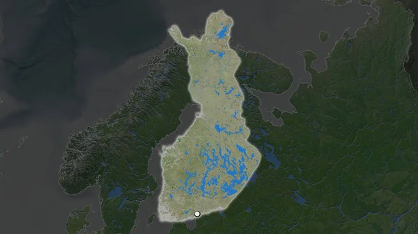 Área Destaque Finlândia Com Ponto Capital Mapa Dessaturado Seu Bairro — Fotografia de Stock