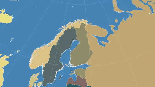 Finlandiya Komşuları Uzak Eğimli Perspektif Özet Yok Idari Bölümlerin Renk — Stok fotoğraf