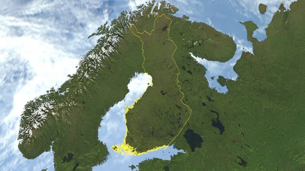 Finlândia Delineado Imagem Satélite Alta Resolução — Fotografia de Stock