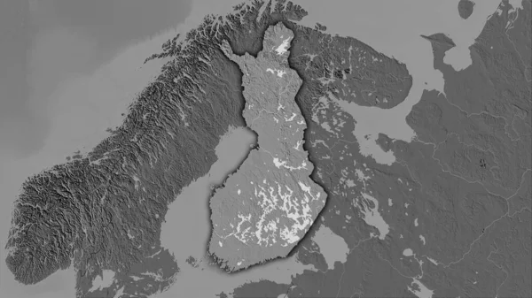 Finlande Zone Sur Carte Altitude Bilevel Dans Projection Stéréographique Composition — Photo