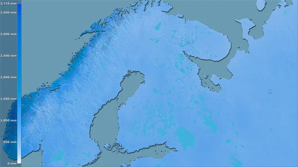 Précipitations Annuelles Dans Région Finlande Dans Projection Stéréographique Avec Légende — Photo