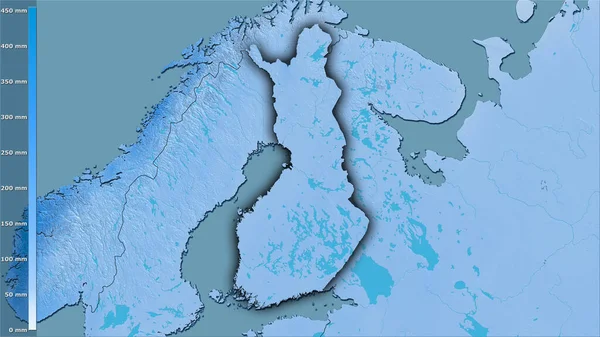 Осадки Самого Влажного Месяца Территории Финляндии Стереографической Проекции Легендой Сырой — стоковое фото