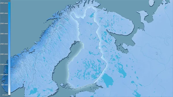 Осадки Самого Влажного Месяца Территории Финляндии Стереографической Проекции Легендой Сырой — стоковое фото