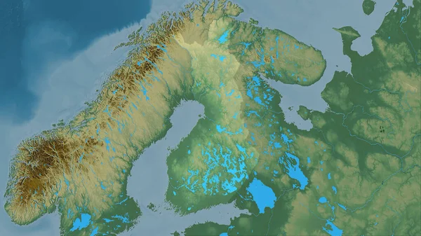 Stereografik projeksiyonda Finlandiya topoğrafi yardım haritasında raster katmanlarının ham bileşimi