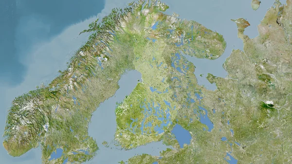 Finlândia Área Satélite Mapa Projeção Estereográfica Composição Bruta Camadas Raster — Fotografia de Stock