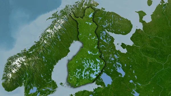 Finnland Gebiet Auf Der Satelliten Karte Der Stereographischen Projektion Rohe — Stockfoto