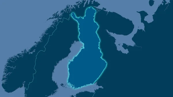 Περιοχή Της Φινλανδίας Στον Συμπαγή Χάρτη Στην Στερεογραφική Προβολή Ακατέργαστη — Φωτογραφία Αρχείου