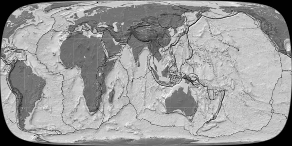 Παγκόσμιος Χάρτης Στην Ημιτονοειδή Προβολή Φουκώ Επικεντρωμένος Στο Ανατολικό Γεωγραφικό — Φωτογραφία Αρχείου