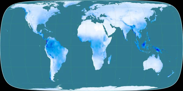 Mapa Mundo Projeção Sinusoidal Foucaut Centrada Longitude Leste Mapa Médio — Fotografia de Stock