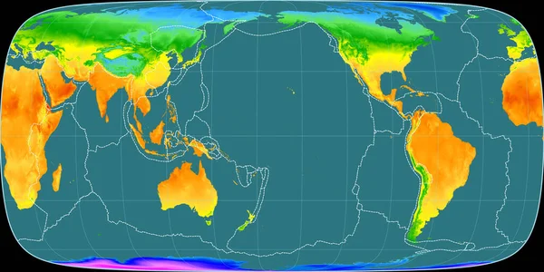 Mapa Mundo Projeção Sinusoidal Foucaut Centrada Longitude Oeste 170 Mapa — Fotografia de Stock