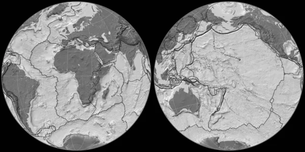 Παγκόσμιος Χάρτης Στο Fournier Globular Προβολή Επικεντρώνεται Ανατολικό Γεωγραφικό Μήκος — Φωτογραφία Αρχείου