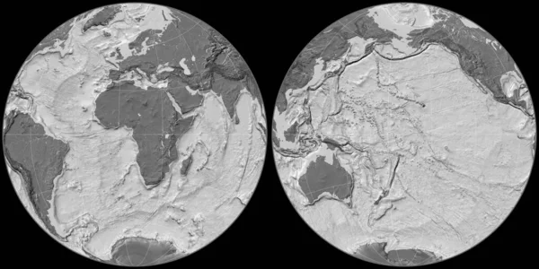 Mapa Del Mundo Proyección Fournier Globular Centrado Longitud Este Mapa — Foto de Stock