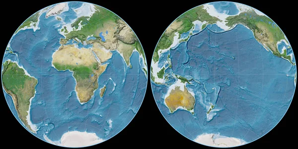 Mappa Del Mondo Nella Proiezione Fournier Globular Centrata Longitudine Est — Foto Stock