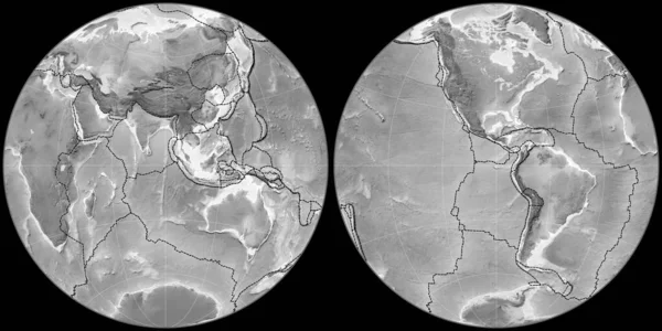 Mapa Mundial Proyección Fournier Globular Centrado Longitud Este Mapa Elevación — Foto de Stock
