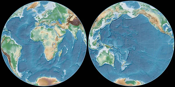 Carte Monde Dans Projection Globale Fournier Centrée Sur Longitude Est — Photo