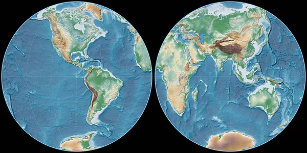 Světová Mapa Fournier Globular Projekce Soustředí Západní Délky Barevné Stínítko — Stock fotografie