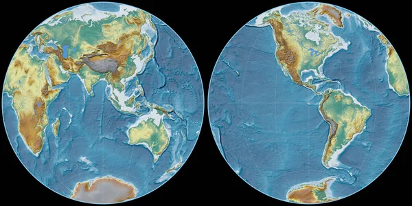 Carte Monde Dans Projection Globale Fournier Centrée Sur Longitude Est — Photo