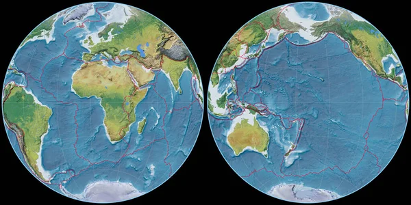 Mapa Del Mundo Proyección Fournier Globular Centrado Longitud Este Características — Foto de Stock