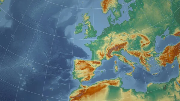 Францию Соседство Отдаленная Перспектива Очертаний Топографическая Рельефная Карта — стоковое фото