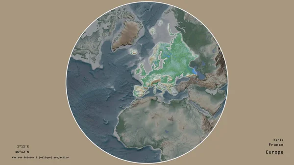 Территория Франции Сосредоточена Круге Окружающем Континент Ненасыщенном Фоне Приведены Основные — стоковое фото