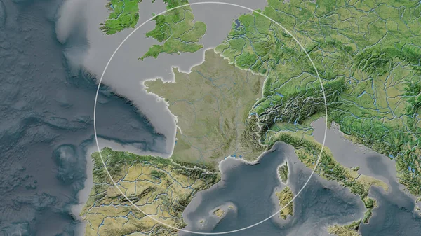 Uitgebreid Gebied Van Frankrijk Omgeven Door Een Cirkel Achtergrond Van — Stockfoto