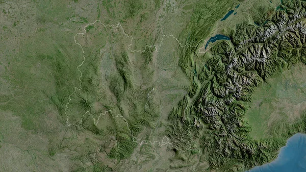 Auvergne Rhone Alpes Regionen Frankrike Satellitbilder Form Som Skisseras Mot — Stockfoto