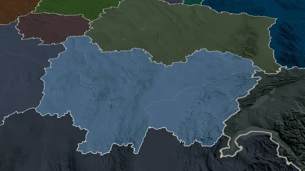 Bourgogne Franche Comte Регион Франции Увеличен Выделен Цветная Карта Административного — стоковое фото